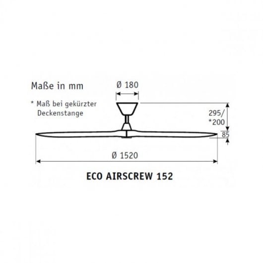 CasaFan Eco Airscrew Deckenventilator mit Gleichstrommotor und Fernbedienung, 152 cm, Schwarz