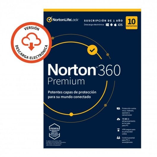 Norton 360 Premium 75GB 10 Dispositivos Descarga Digital