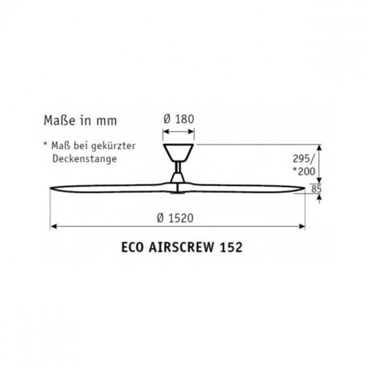 CasaFan Eco Airscrew Deckenventilator mit Gleichstrommotor und Fernbedienung, mattschwarz