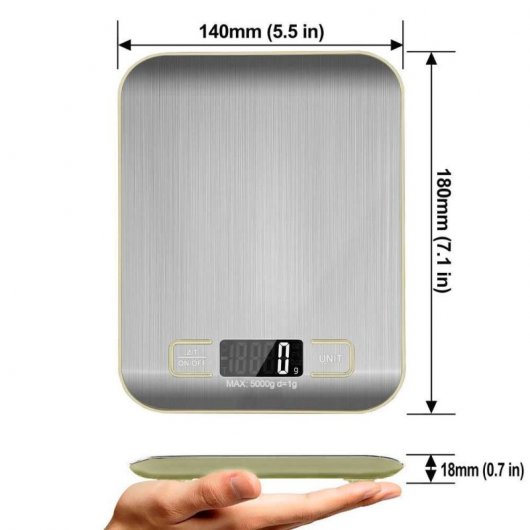 OcioDual Báscula de Cocina Digital LCD 5Kg Gris