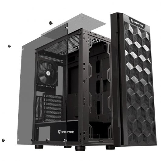 Nfortec Azir Torre ATX Frontal 3D Mallado 4 Ventiladores Cristal Templado Negra