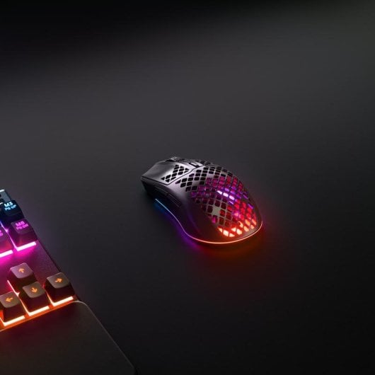 Ratão SteelSeries Aerox 3 Wireless RF Bluetooth 18000 DPI Preto Multicolor