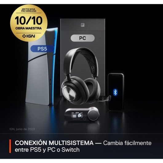 SteelSeries Arctis Nova Pro Wireless Auriculares Gaming Inalámbricos ANC PC/PS5/Switch Negro