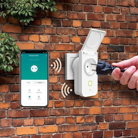 Tomada Inteligente Muvit iO Outdoor Wi-Fi Bluetooth Controle por voz Estatísticas de consumo