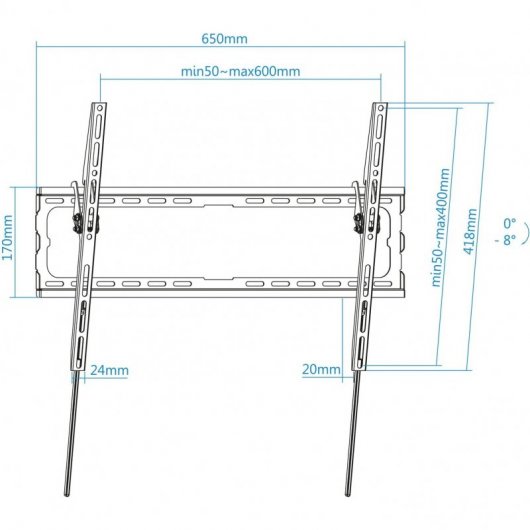 TooQ Soporte de Pared Inclinable para Monitor/TV 37"-80" VESA 600x400 Máx. 45Kg