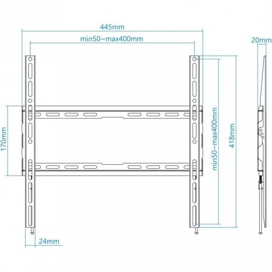 TooQ Wandhalterung für Monitor/TV 32"-70" VESA 400x400 Max. 45 kg