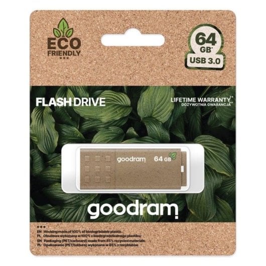 USB-Stick Goodram UME3 Eco Friendly 64GB USB 3.2 Gen1 braun, biologisch abbaubar