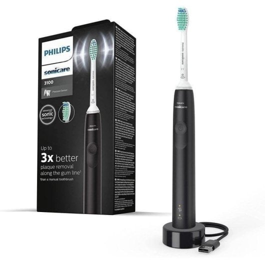 Schallzahnburste Philips Sonicare 3100 Schwarz 1 Modus Timer Lange Akkulaufzeit