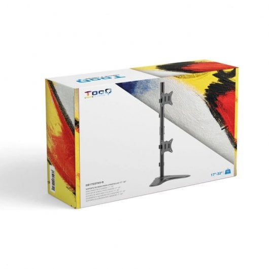 TooQ Soporte Vertical Inclinable Giratorio para 2 Monitores 17"-32" VESA 100x100 Máx. 9Kg