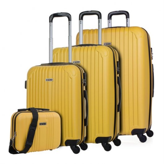 Itaca Sevron Juegos De Maletas Rígidas Abs, Color Amarillo