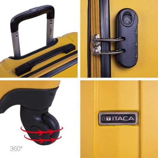 Itaca Sevron Juegos De Maletas Rígidas Abs, Color Amarillo