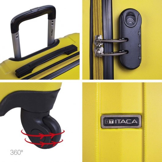 Itaca Sevron Maleta Abs Pequeña, Color Amarillo