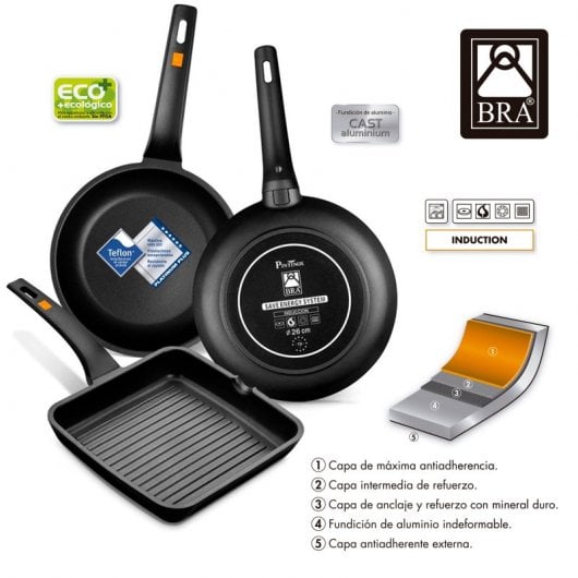 BRA Efficient Paellera  Antiadherente con Asas 32cm Aluminio Fundido