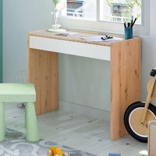 Escritorio Forés Junior compacto melamina roble nodi/blanco artik 77x81,5x40 cm