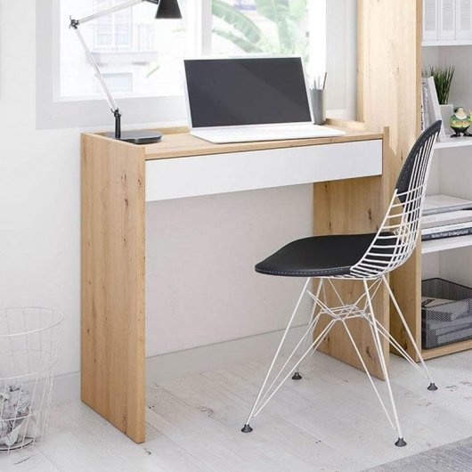 Escritorio Forés Junior compacto melamina roble nodi/blanco artik 77x81,5x40 cm