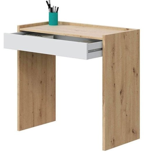 Escritorio Forés Junior compacto melamina roble nodi/blanco artik 77x81,5x40 cm