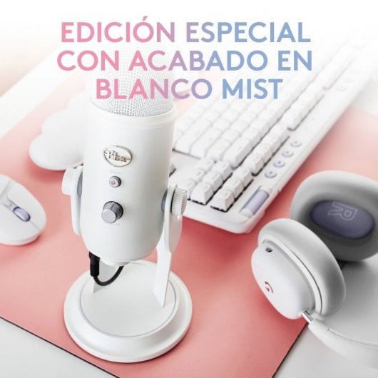 Blue Mic Yeti para The Aurora Collection Microfone USB Multipadrão Premium com Blue VO!CE Branco