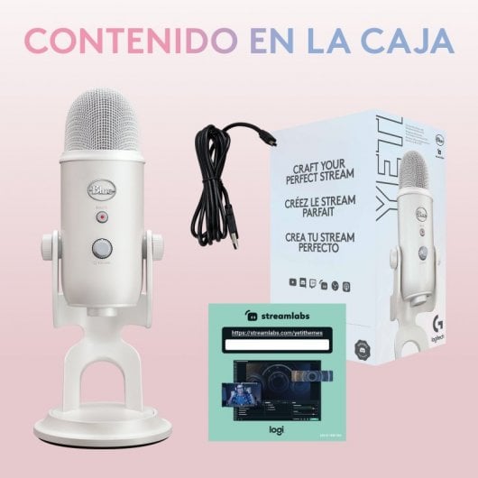Blue Mic Yeti para The Aurora Collection Microfone USB Multipadrão Premium com Blue VO!CE Branco