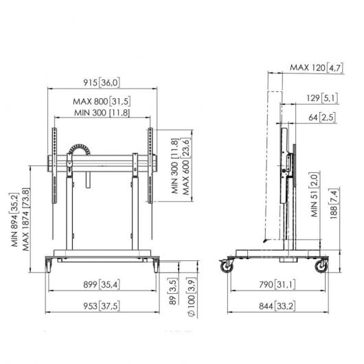 Vogel's RISE 5205 Supporto elettrico per TV 65"-86" VESA 800x600 Max. 120Kg