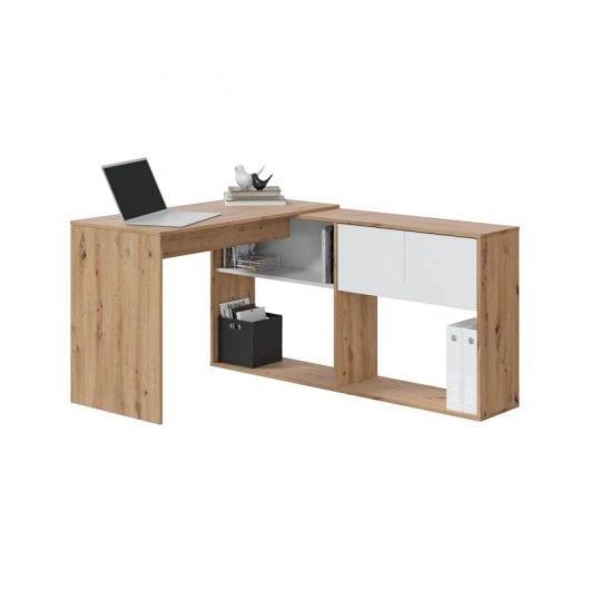 Escritorio-estanteria Duo 100 Blanco Artik -roble Nodi