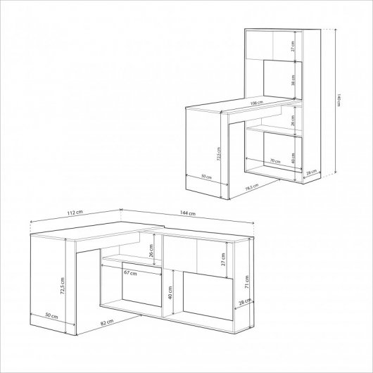 Escritorio-estanteria Duo 100 Blanco Artik -roble Nodi