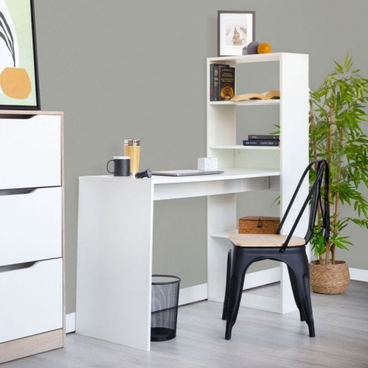Mesa De Estudio-estantería Qanik Blanco