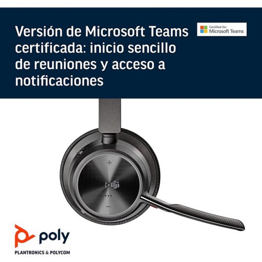 Poly Voyager Focus 2 UC Auriculares USB-A/Bluetooth con Certificación Microsoft Teams + Base de Carga