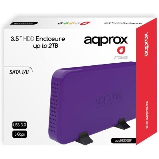 Caja PC Approx APPHDD08x 3.5" Aluminio Plástico Púrpura USB 3.0 Silenciosa