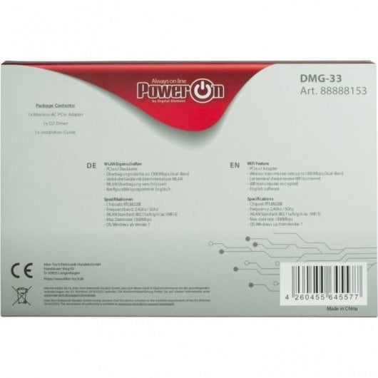 Scheda di rete AC Inter-Tech DMG-33 WLAN 1300 Mbit/s