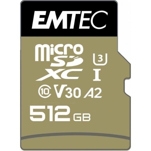 MicroSDXC Emtec ECMSDM512GXC10SP 512GB UHS-I U3 V30 A2 Adapter