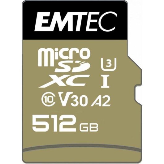 MicroSDXC Emtec ECMSDM512GXC10SP 512GB UHS-I U3 V30 A2 Adapter