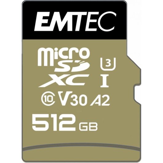 MicroSDXC Emtec ECMSDM512GXC10SP 512GB UHS-I U3 V30 A2 Adapter