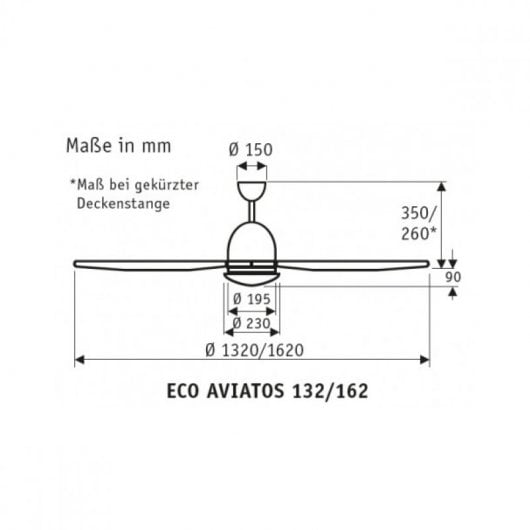 CasaFan Eco Aviatos Ventilateur de Plafond avec Moteur DC, Lumière et Contrôle 24W Blanc/Érable