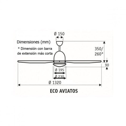 Ventilator CasaFan Eco Aviatos BN-AH DC Motor Licht Fernbedienung 132 cm Ahorn