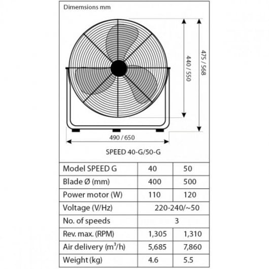 CasaFan Speed 50-G CH Bodenventilator 120 W Mattschwarz