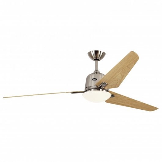 CasaFan Eco Aviatos 162 Deckenventilator mit Licht und Steuerung, 24 W, satiniertes Chrom/Ahorn