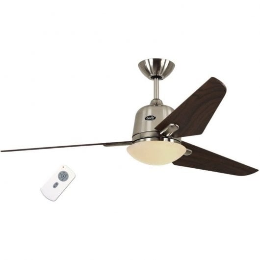 CasaFan Eco Aviatos 162 Deckenventilator mit Licht und Steuerung, 24 W, satiniertes Chrom/Walnuss