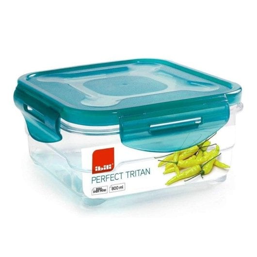 Recipiente Ibili Perfect Tritan 0.8L Quadrado Tampa Hermética Turquesa