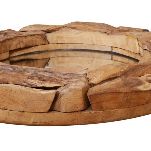 Vidaxl Espejo Decorativo De Teca 60 Cm Redondo