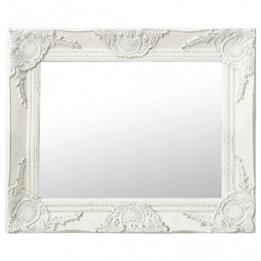 Vidaxl Espejo De Pared Estilo Barroco Blanco 50x40 Cm