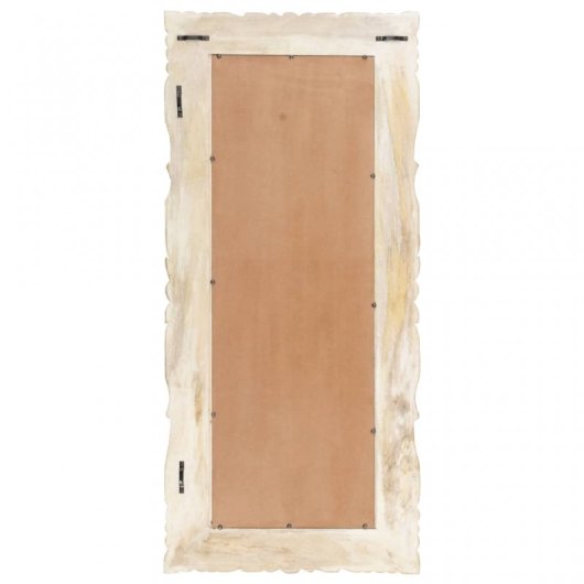 Vidaxl Espejo De Madera Maciza De Mango Blanco 110x50 Cm