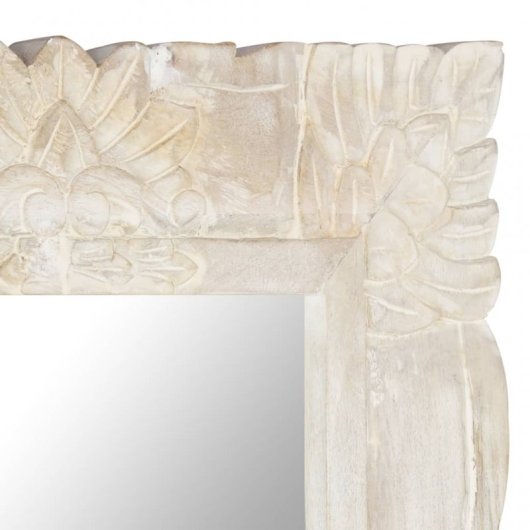 Vidaxl Espejo De Madera Maciza De Mango Blanco 110x50 Cm