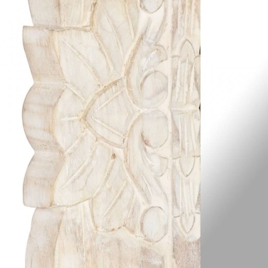 Vidaxl Espejo De Madera Maciza De Mango Blanco 110x50 Cm