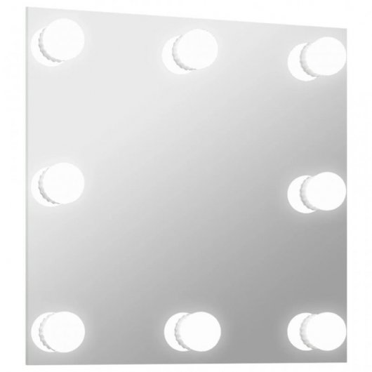 Vidaxl Espejo De Pared Con Luces Led Cuadrado De Vidrio Plata Plata-40x40