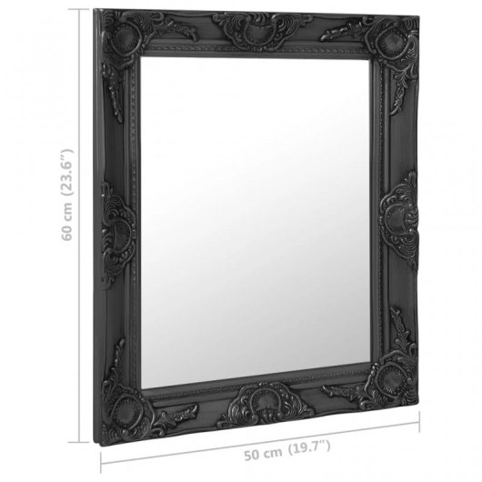 Vidaxl Espejo De Pared Estilo Barroco Negro 50x60 Cm