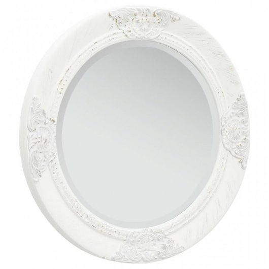 Vidaxl Espejo De Pared Estilo Barroco Blanco 50 Cm