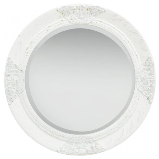 Vidaxl Espejo De Pared Estilo Barroco Blanco 50 Cm