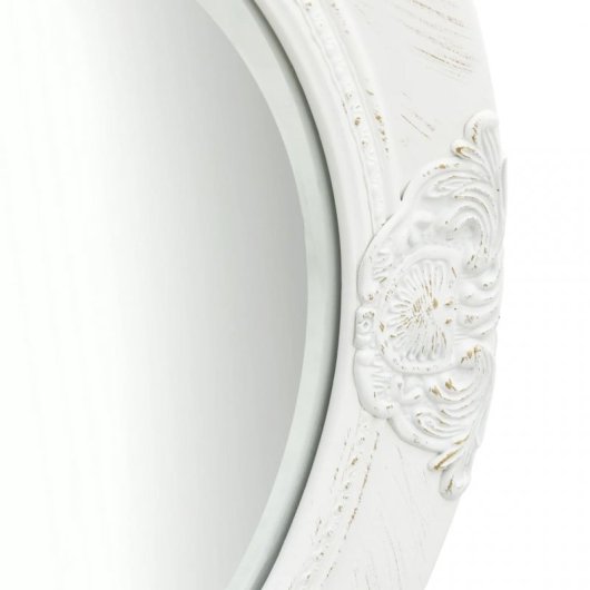 Vidaxl Espejo De Pared Estilo Barroco Blanco 50 Cm