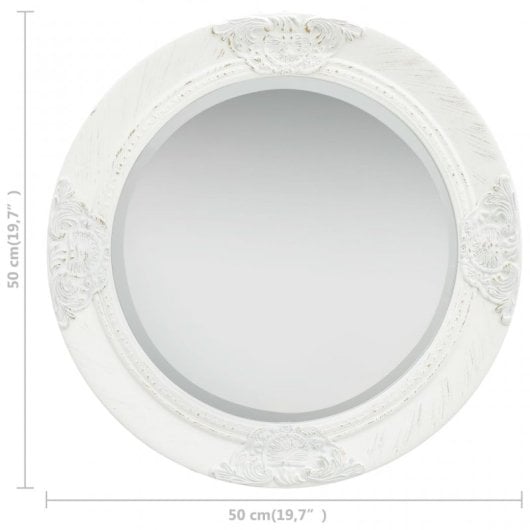 Vidaxl Espejo De Pared Estilo Barroco Blanco 50 Cm