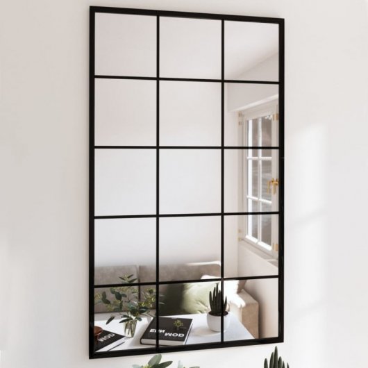 Vidaxl Espejo De Pared Metal Negro 100x60 Cm
